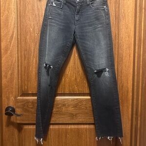 Pilcro Washed Black Skinny Jeans with Knee Rips